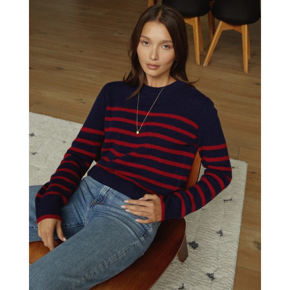 Few Moda Marin Cashmere Sweater - XS Red/Navy Stripe